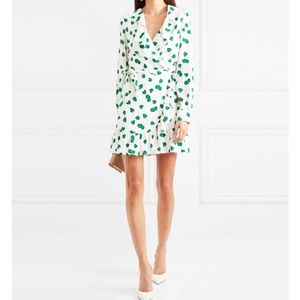 Miu Miu Ruffle Strawberry Print Wrap Dress